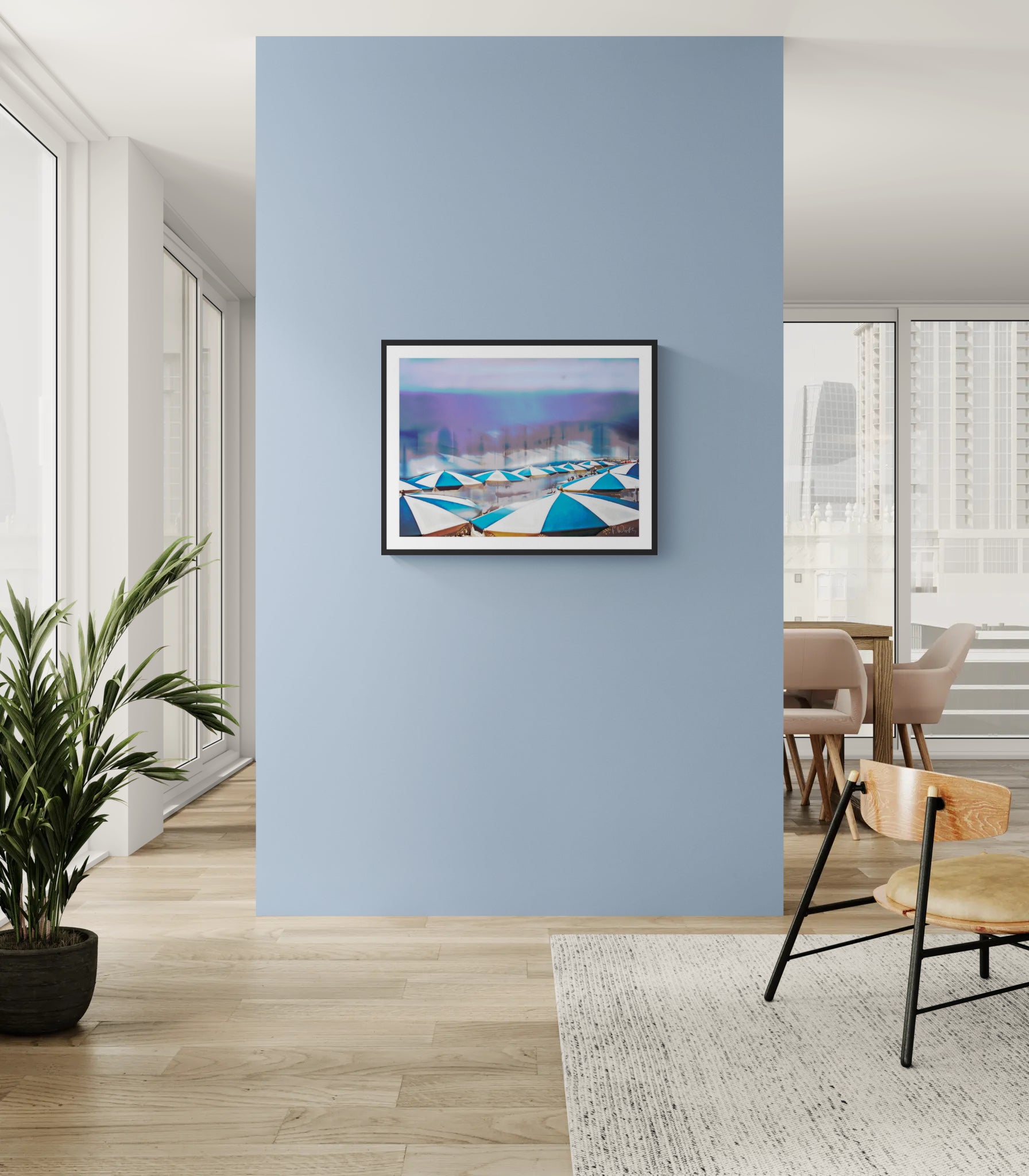 Beach Umbrellas, Nice — Modern apartment feature wall