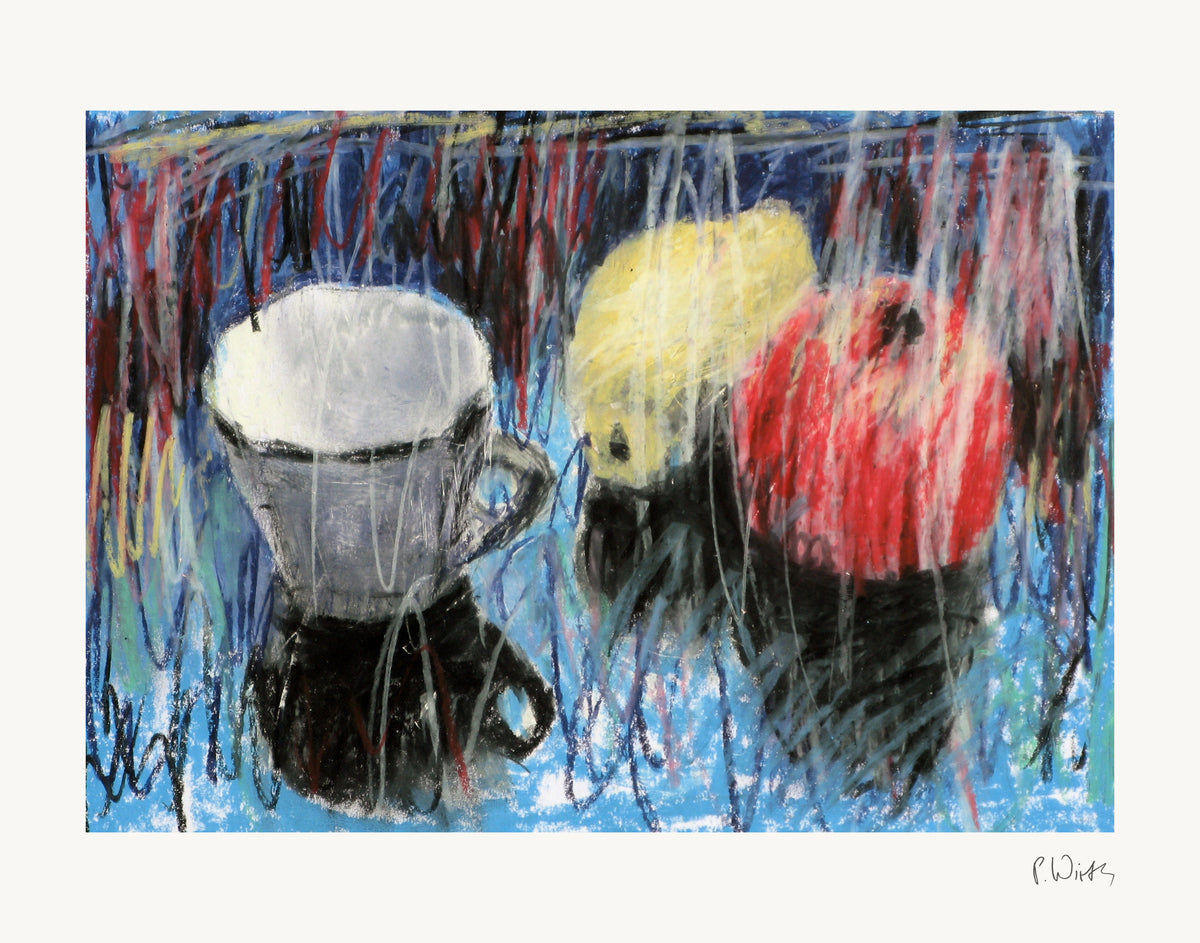Cup, Pear, Apple by Peter Wirth, the full sheet with its white margin and printed signature