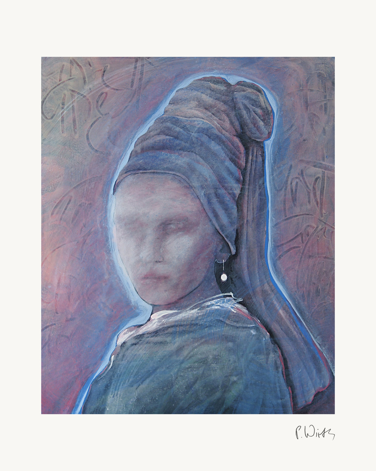 Faded Echo of the Pearl by Peter Wirth, the full sheet with its white margin and printed signature
