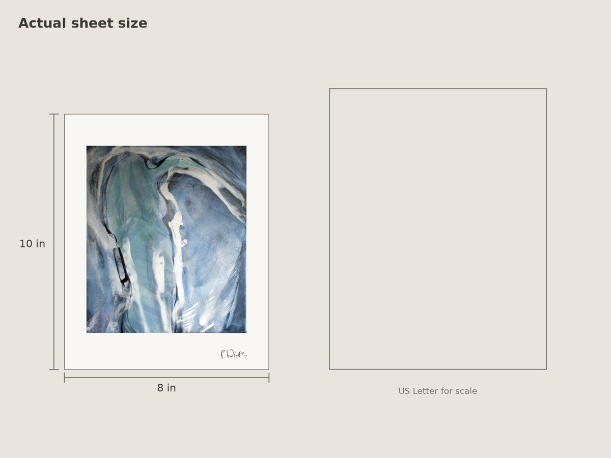 Green Shoulder, White Stream by Peter Wirth, sheet size 8 × 10 in beside a US Letter sheet