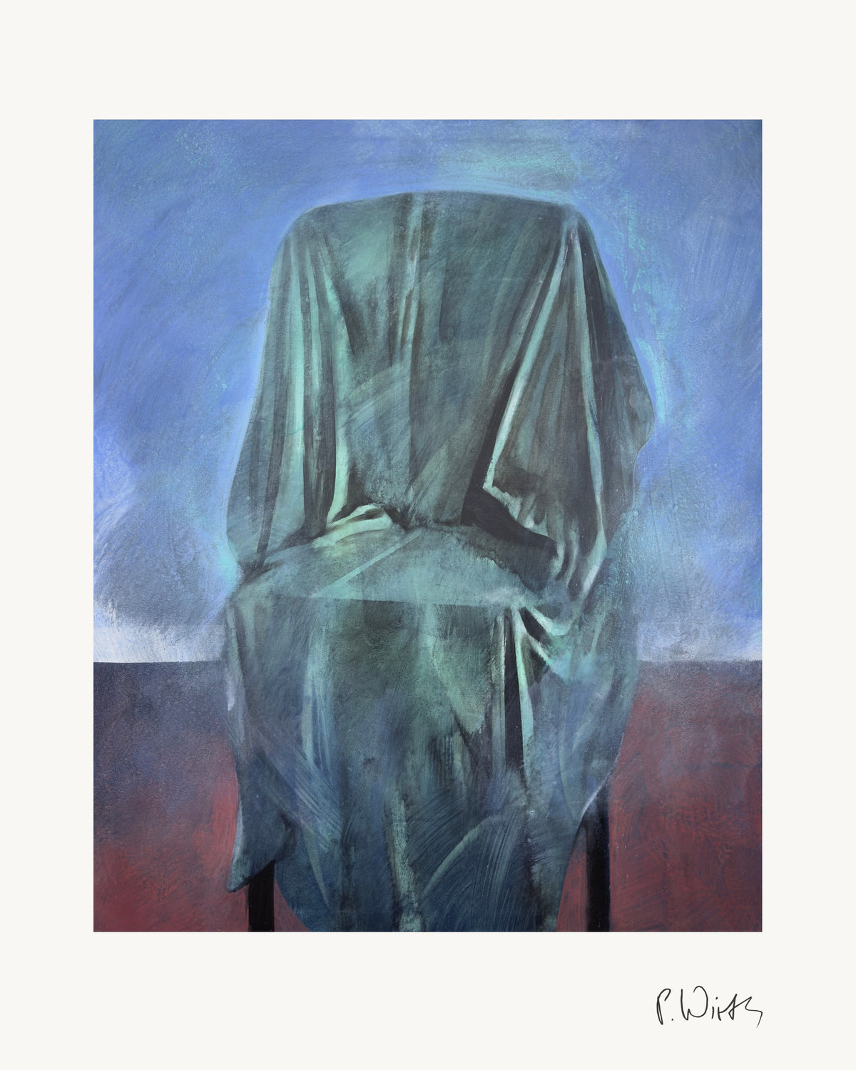 Grey-Green over the Chair Back by Peter Wirth, the full sheet with its white margin and printed signature