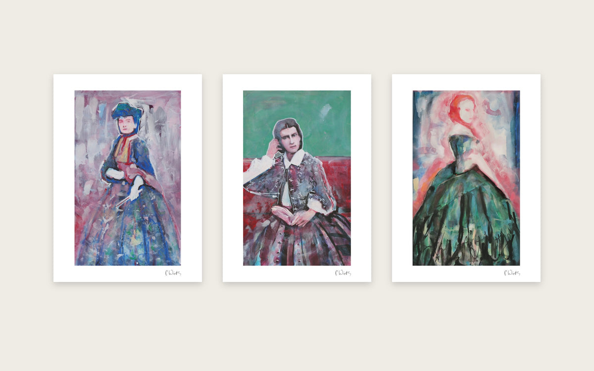 Marie and the Countess by Peter Wirth, a set of 3 prints shown side by side