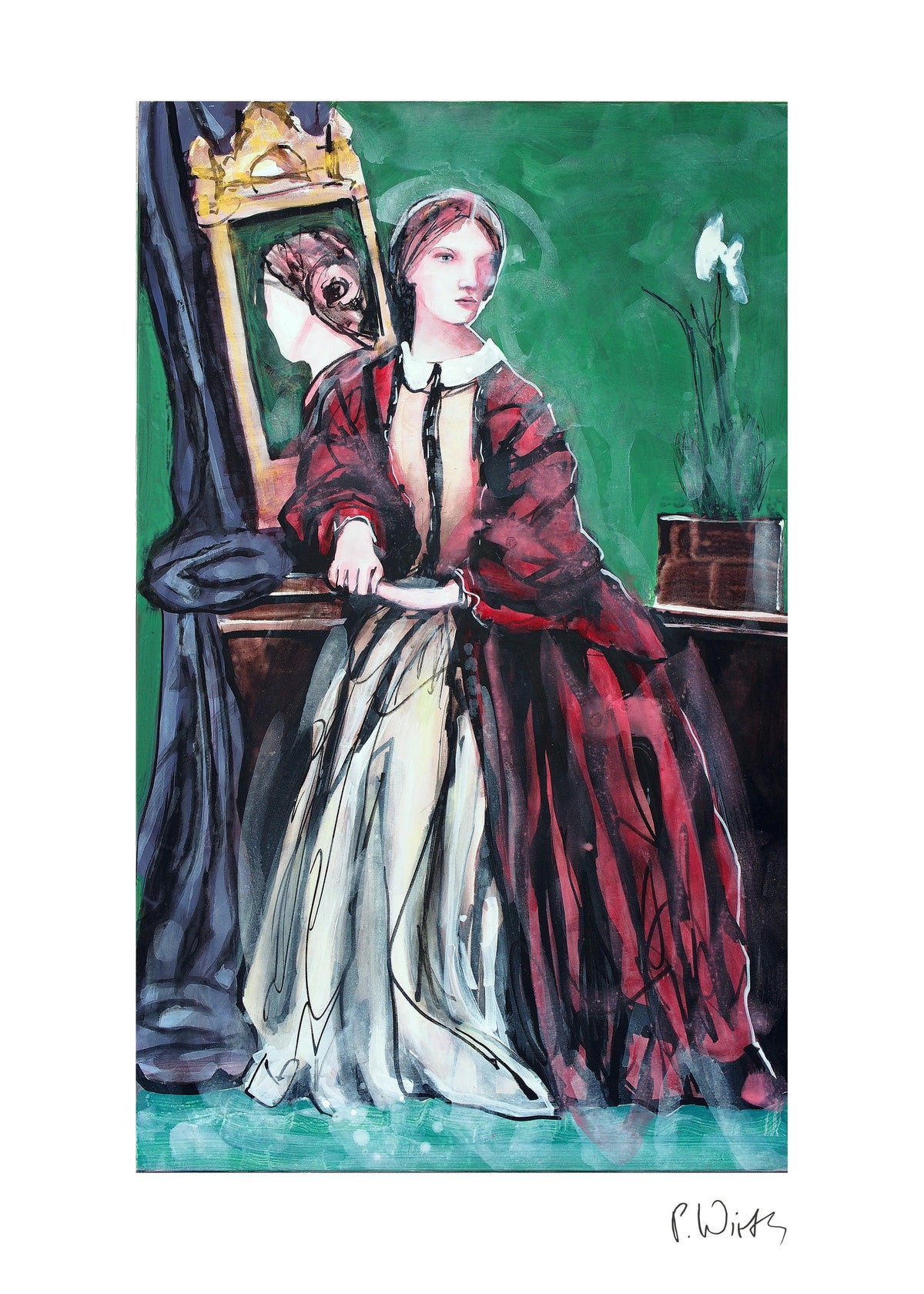 Miss Molfon — Fine-Art-Druck nach Peter Wirth, Blatt mit weißem Rand und Signatur
