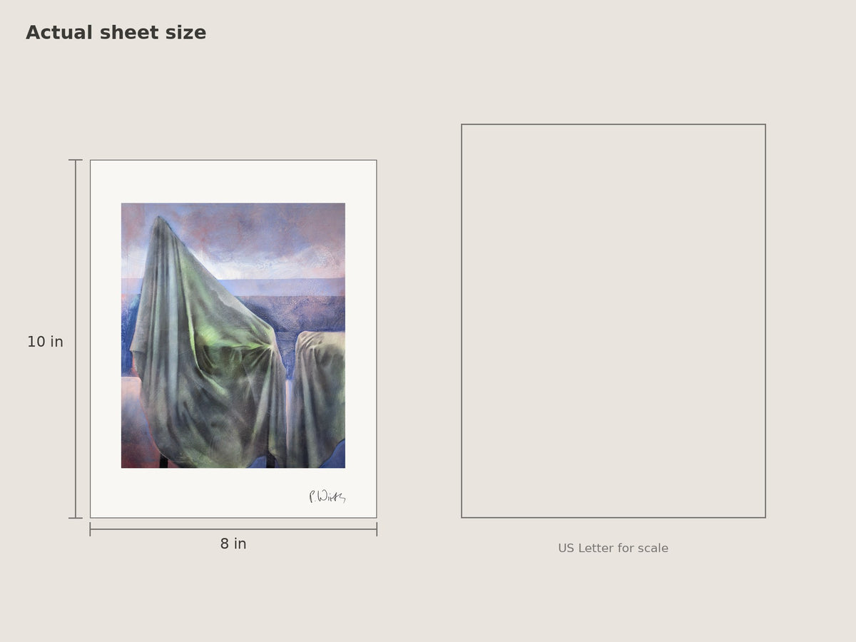 Olive Green on the Plain by Peter Wirth, sheet size 8 × 10 in beside a US Letter sheet