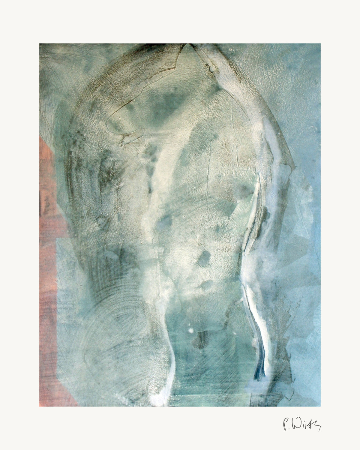 Pale Head on Rose Ground by Peter Wirth, the whole sheet with white border and printed signature