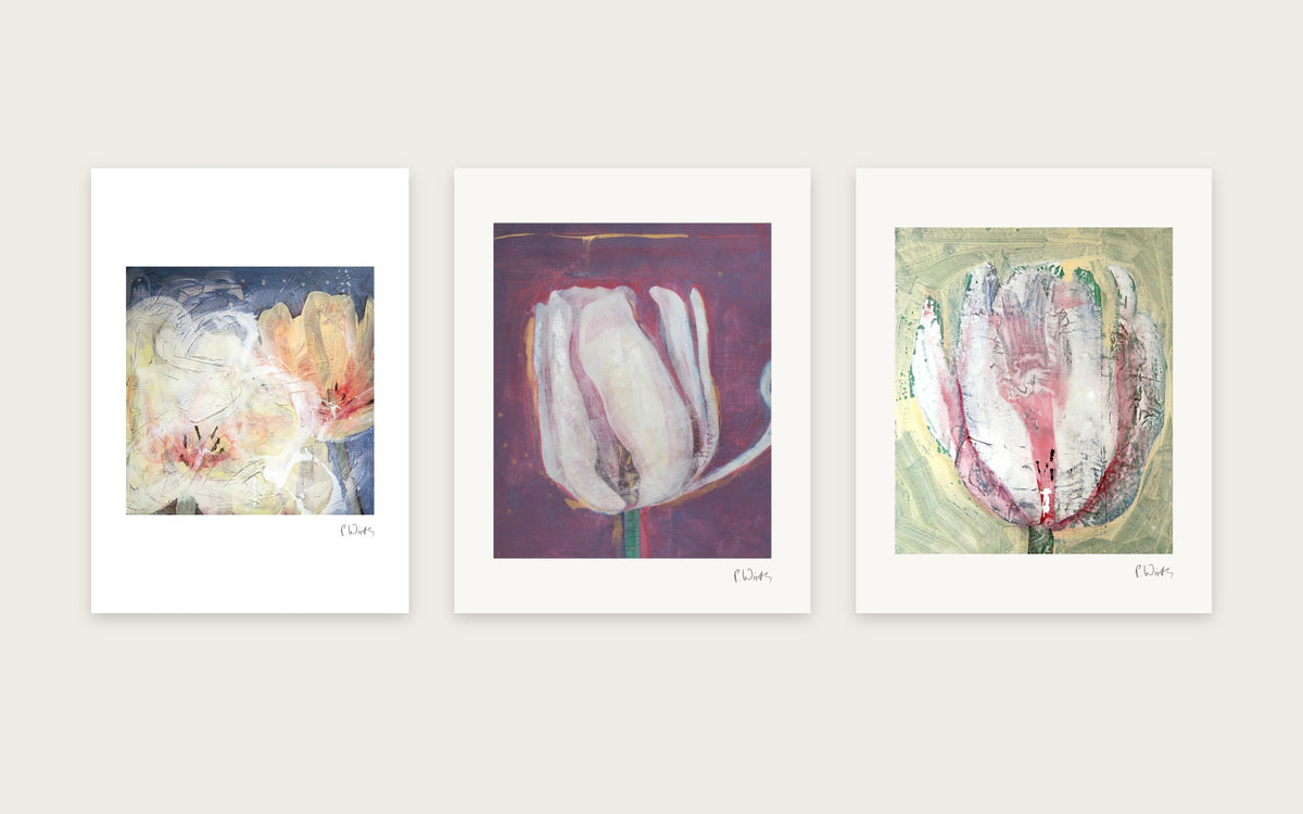 Pale Tulips by Peter Wirth, a set of 3 prints shown side by side