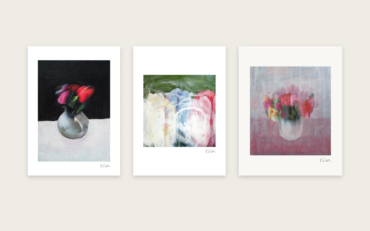 Red and Cream by Peter Wirth, a set of 3 prints shown side by side