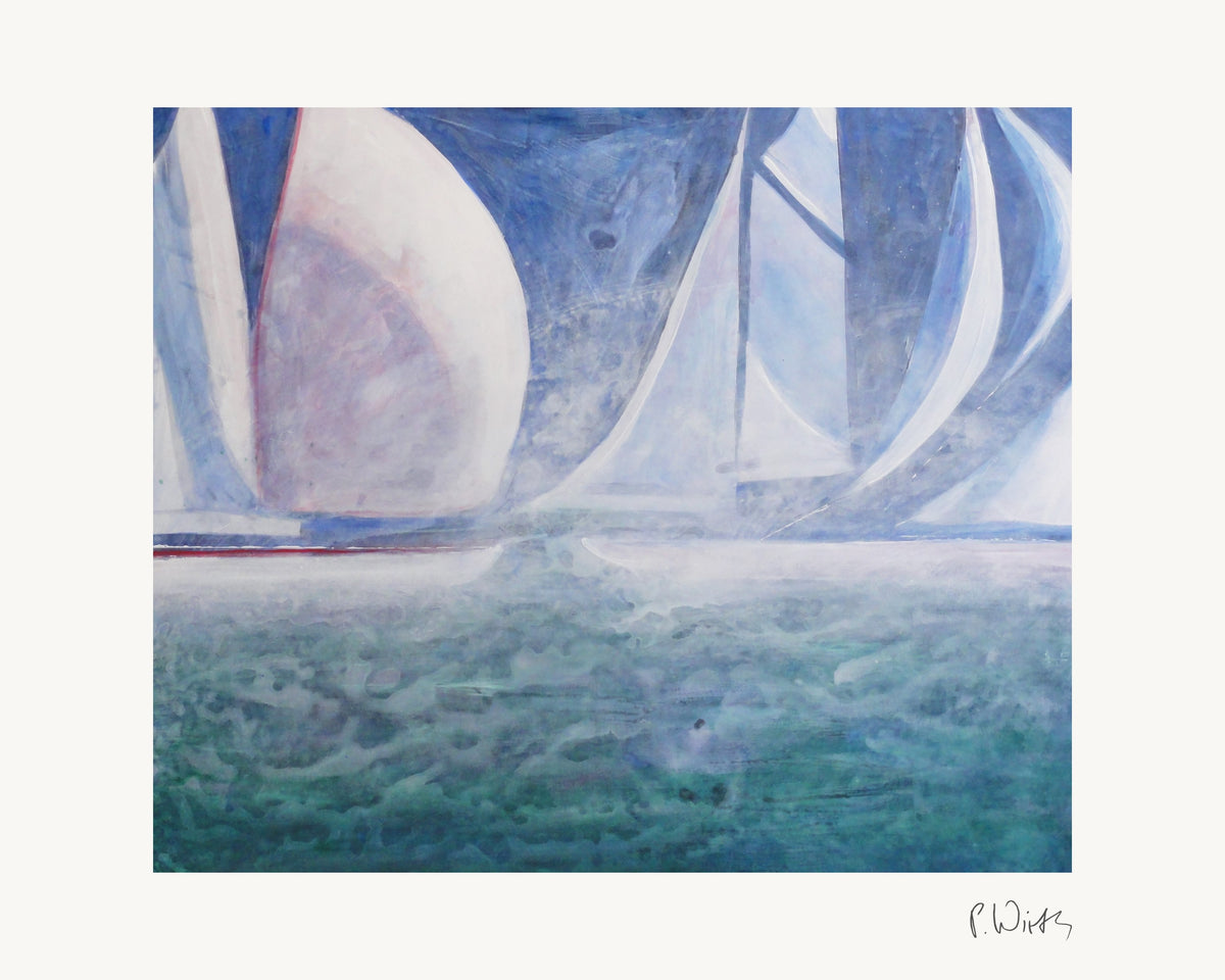 “Regatta in the Haze” by Peter Wirth, the full sheet with its white margin and printed signature
