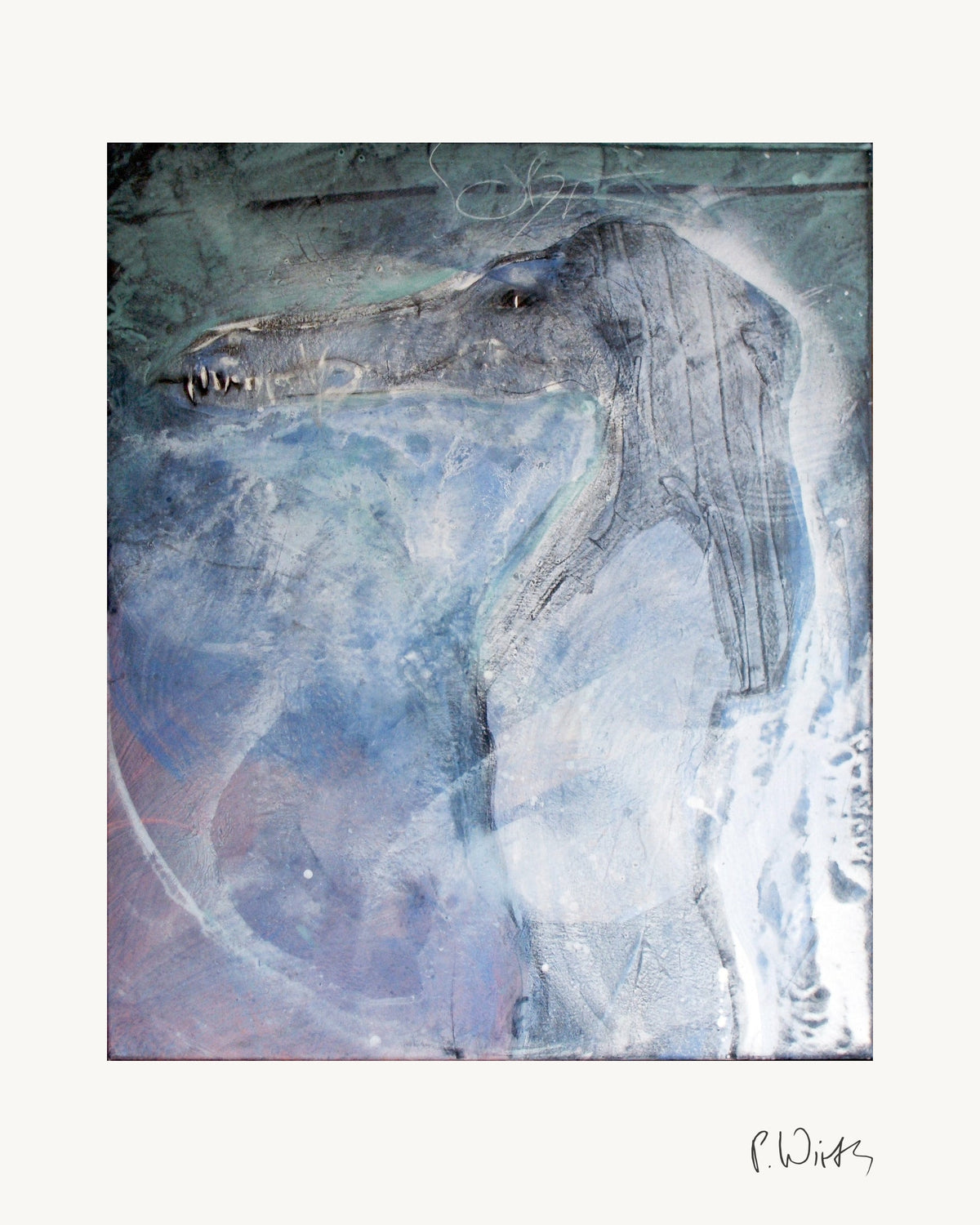 Shadow of Sobek by Peter Wirth, the whole sheet with white border and printed signature