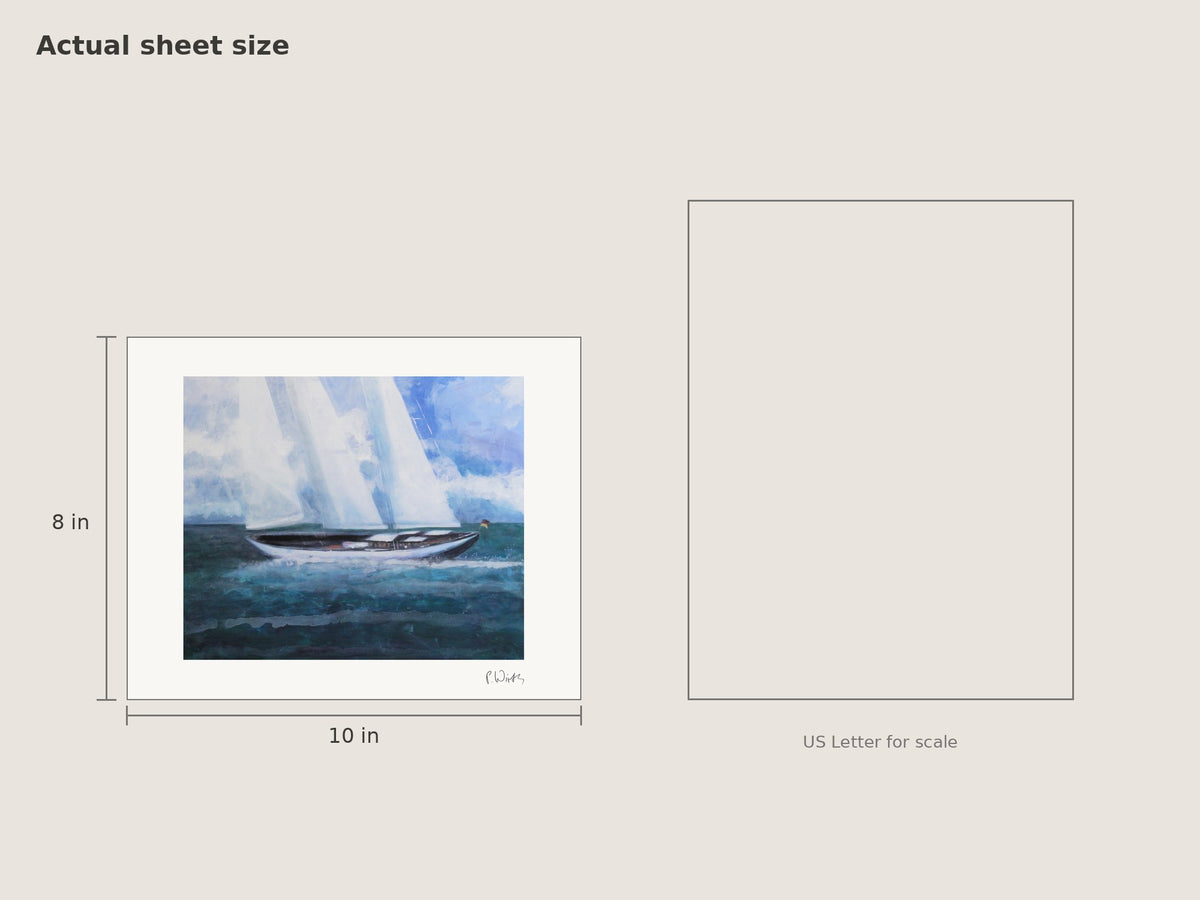 “The Dark Hull” by Peter Wirth, sheet size 8 × 10 in beside a US Letter sheet