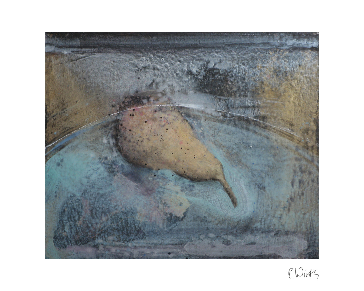 The Pear in the Dark — fine art print after Peter Wirth, sheet with white border and signature