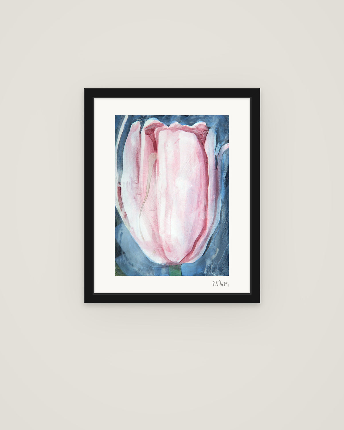 Tulpe I von Peter Wirth, im schmalen schwarzen Holzrahmen