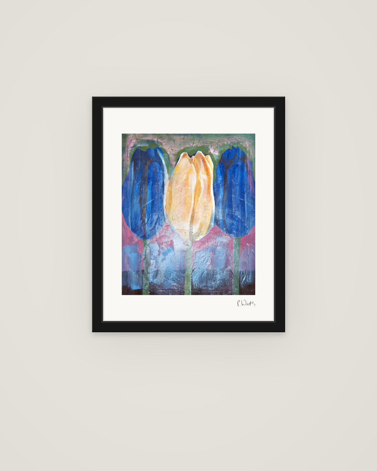 Tulpen I von Peter Wirth, im schmalen schwarzen Holzrahmen
