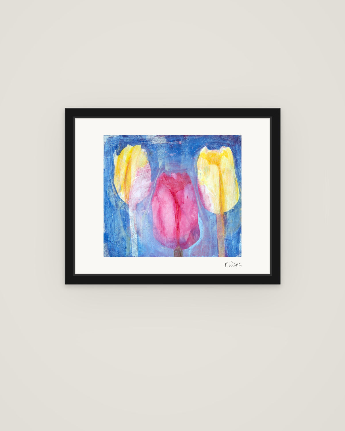 Tulpen III von Peter Wirth, im schmalen schwarzen Holzrahmen