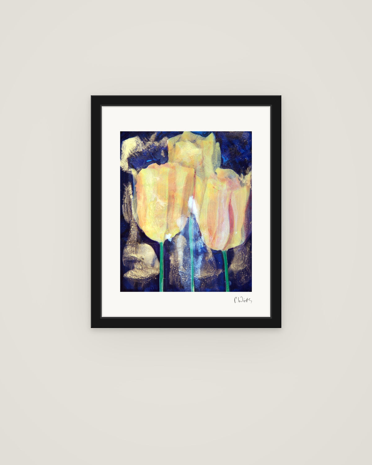 Tulpen IV von Peter Wirth, im schmalen schwarzen Holzrahmen