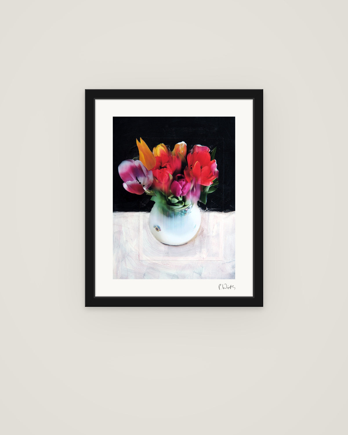 Tulpen X von Peter Wirth, im schmalen schwarzen Holzrahmen