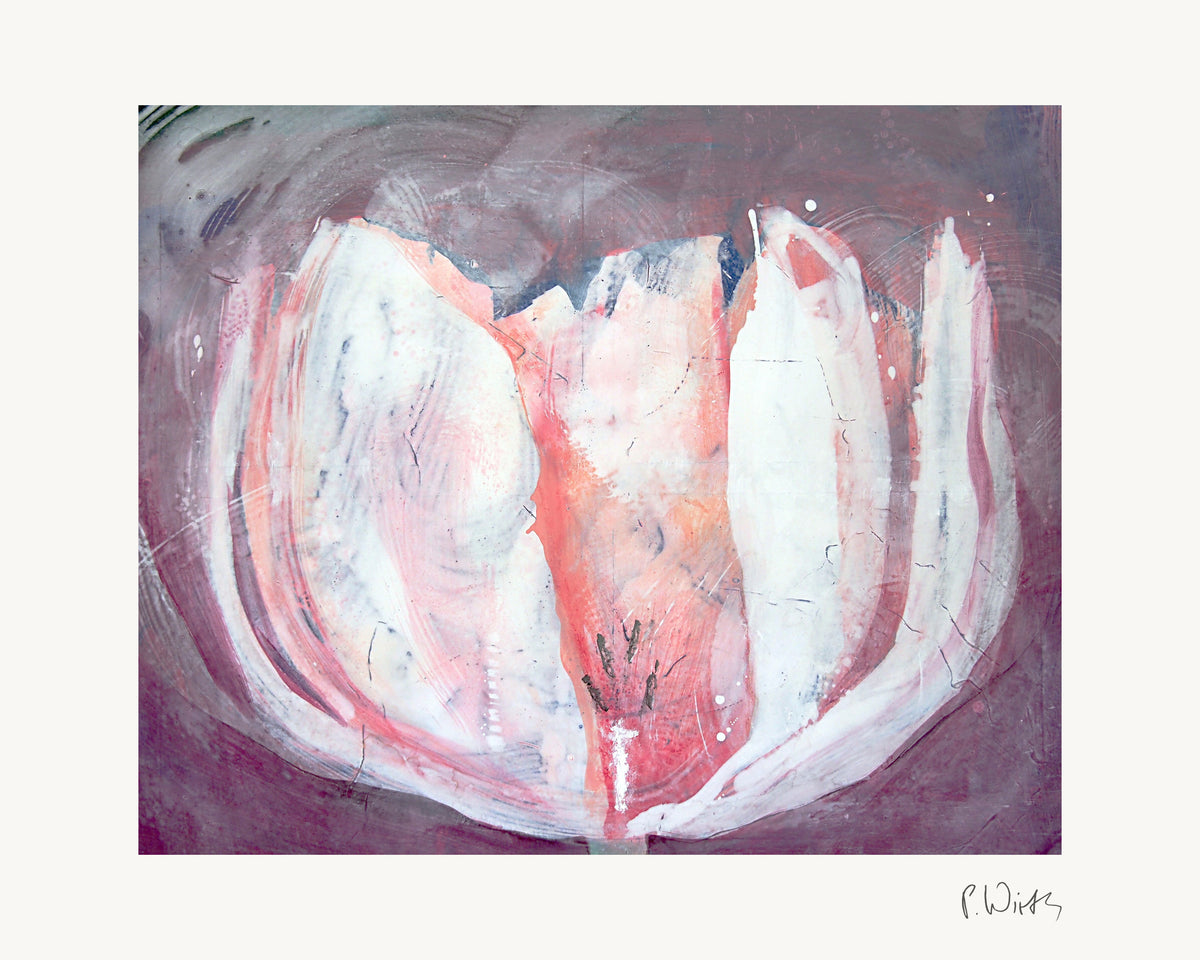 Abstracted Blossom II by Peter Wirth, the full sheet with its white margin and printed signature