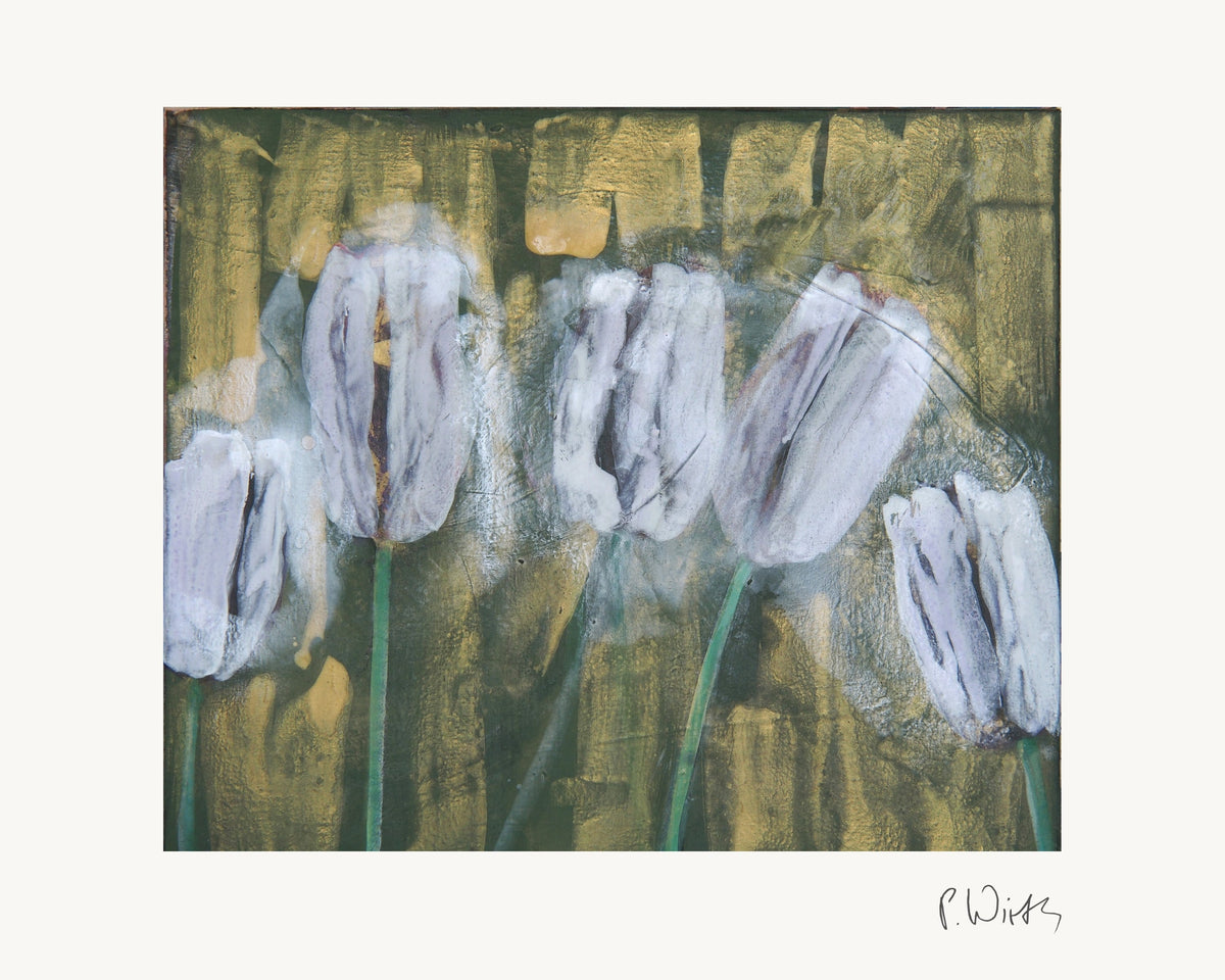 Tulpen VIII von Peter Wirth, das ganze Blatt mit weißem Rand und gedruckter Signatur
