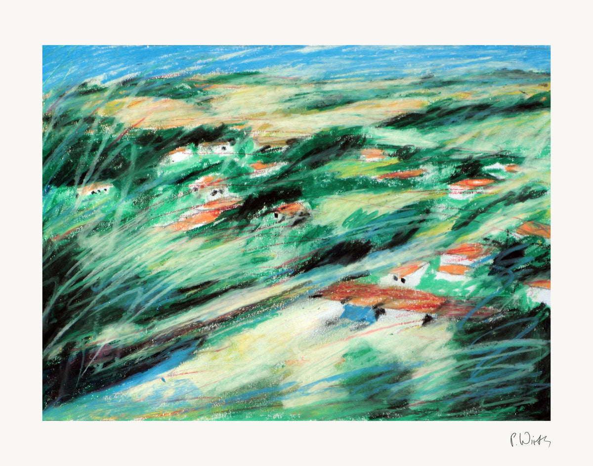 Wind Over the Hills by Peter Wirth, the full sheet with its white margin and printed signature