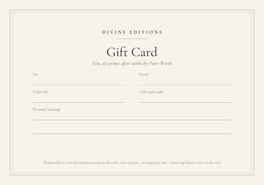 Divine Editions Gift Card – fine art prints after works by Peter Wirth