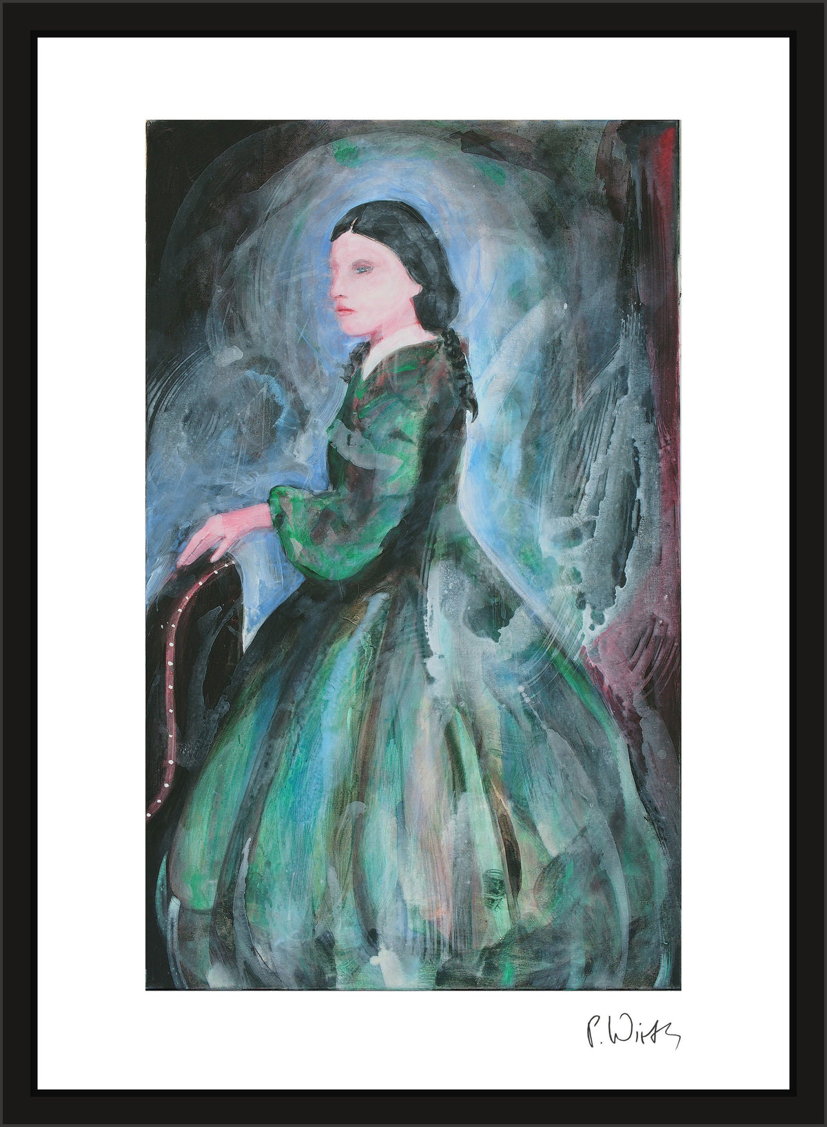 Erzherzogin Charlotte — gerahmt in schmalem schwarzem Holz mit Acrylglas, ohne Passepartout