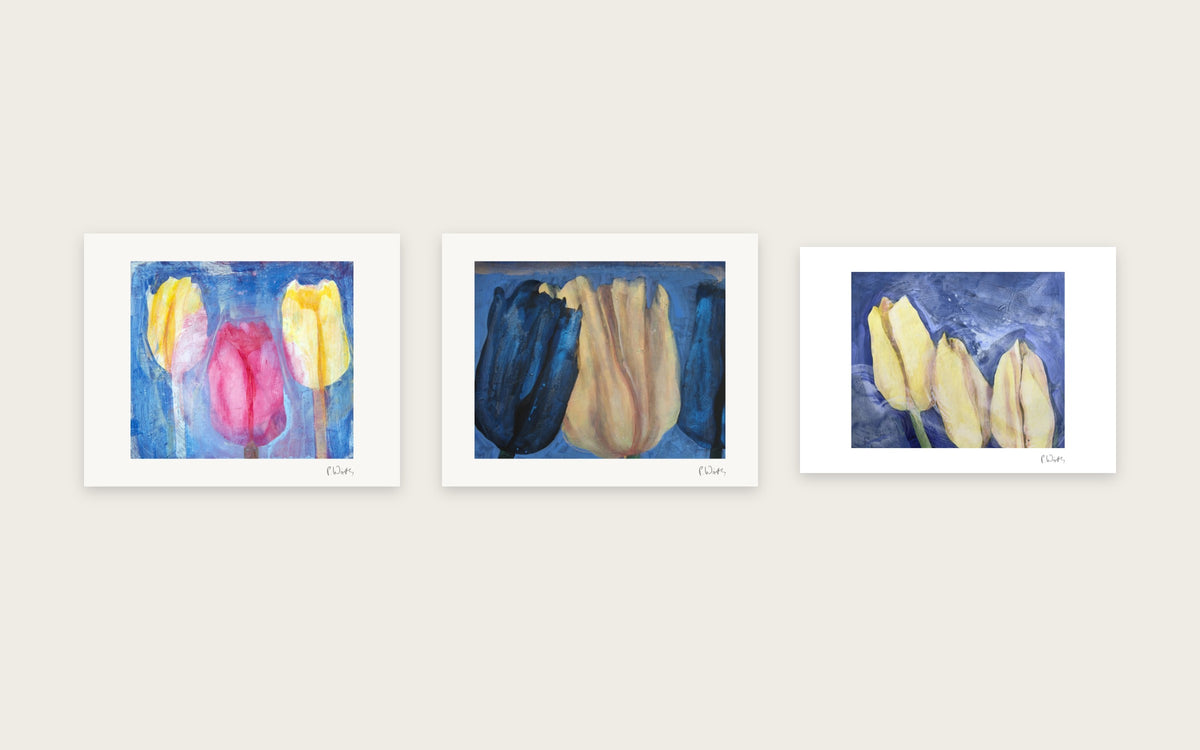 Blue and Gold by Peter Wirth, a set of 3 prints shown side by side