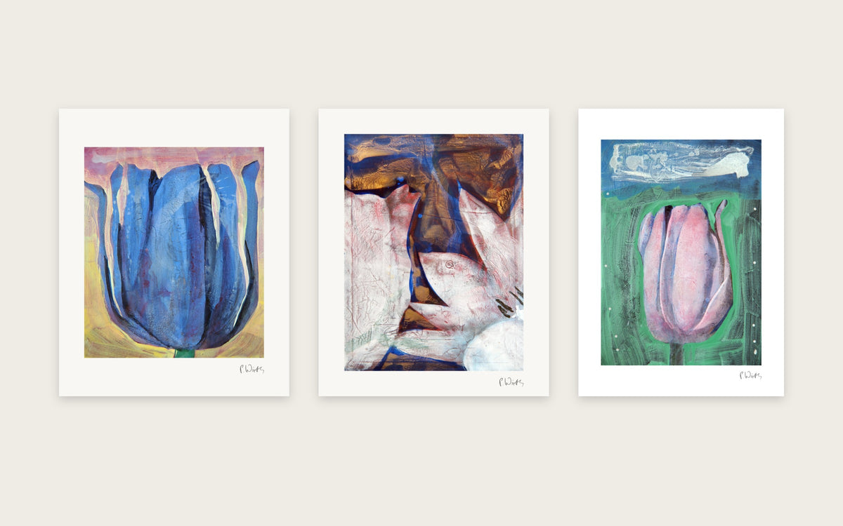 Blue and Green by Peter Wirth, a set of 3 prints shown side by side