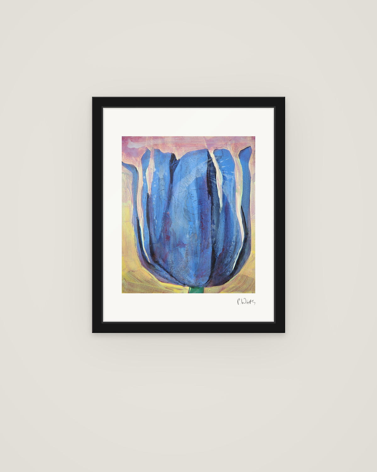 Tulip III by Peter Wirth, framed in slim black wood with acrylic glazing