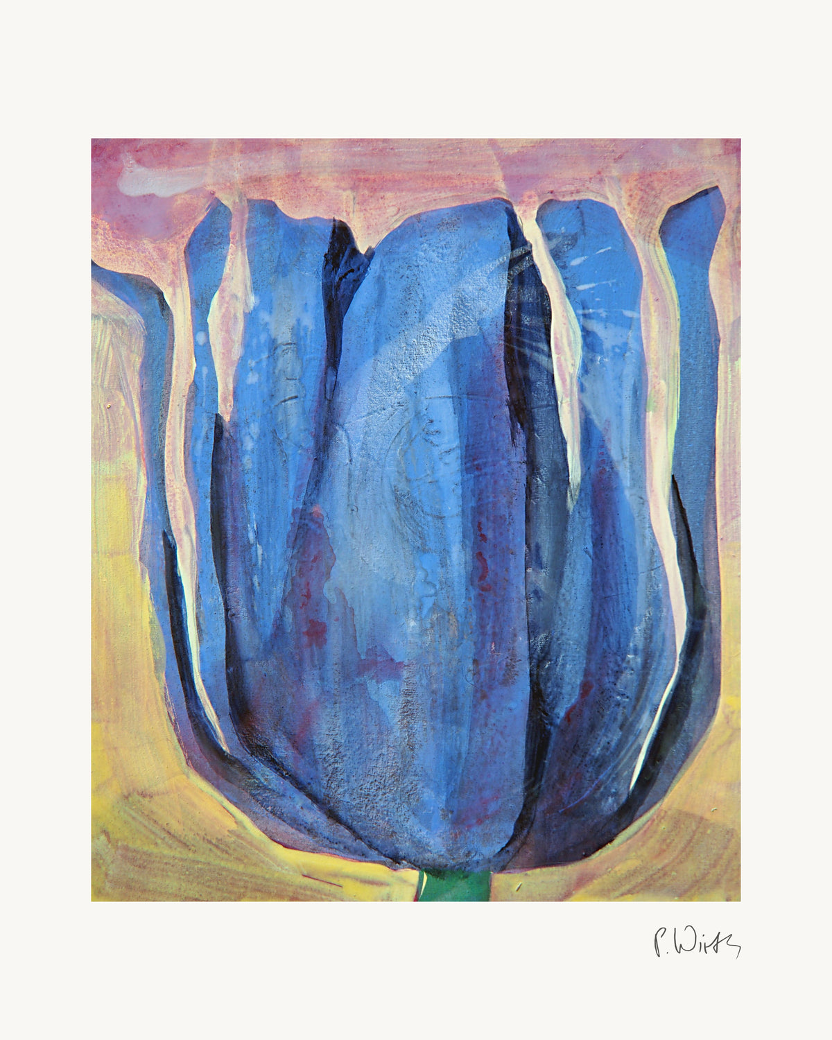 Tulip III by Peter Wirth, the full sheet with its white margin and printed signature