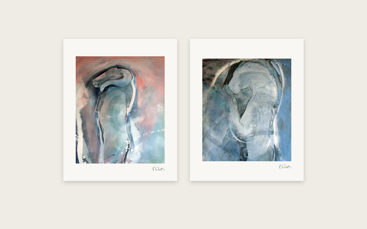 Coral and Gray by Peter Wirth, a set of 2 prints shown side by side