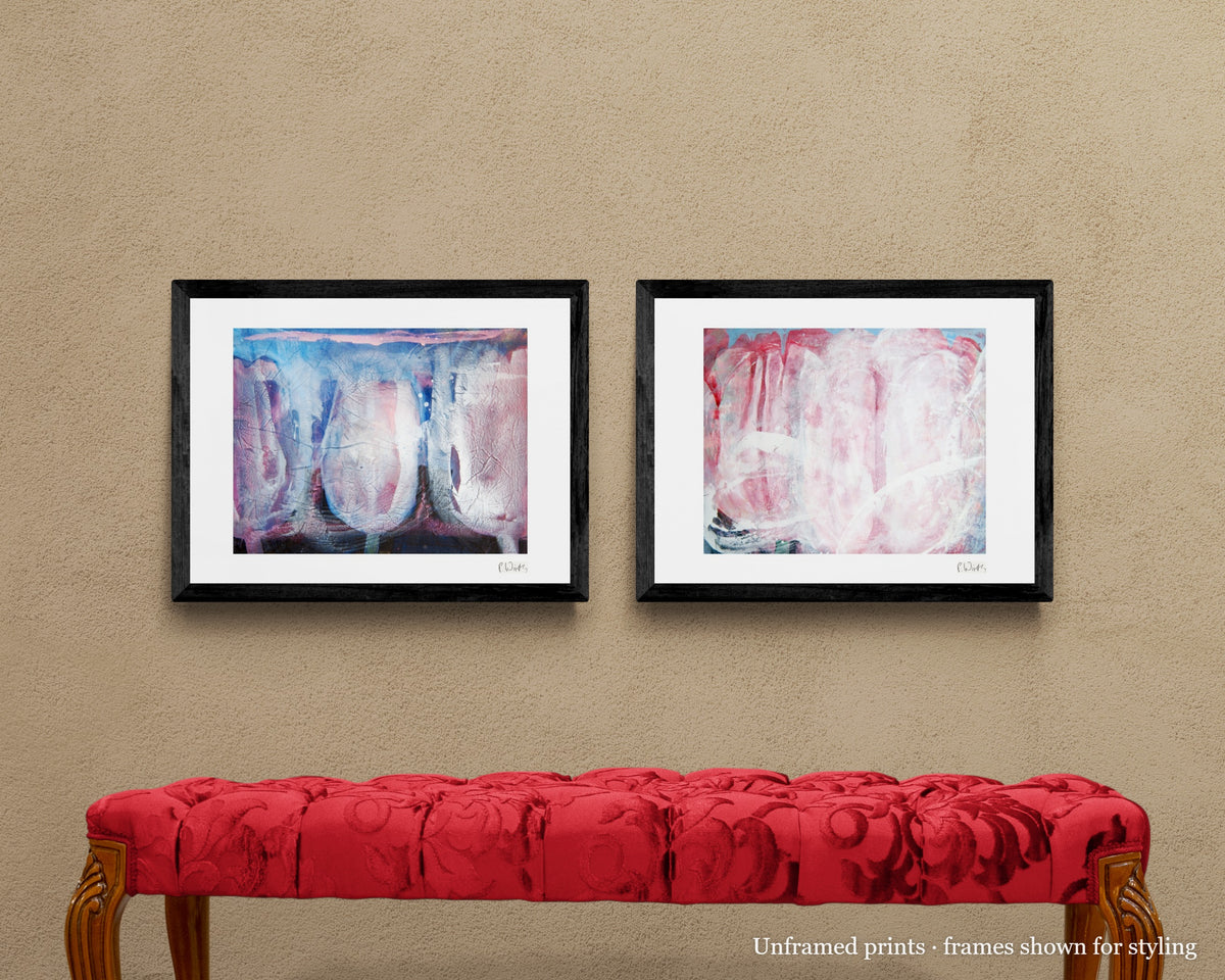 Forms in Light · Two by Peter Wirth, the set shown framed on a wall – unframed prints, frames shown for styling