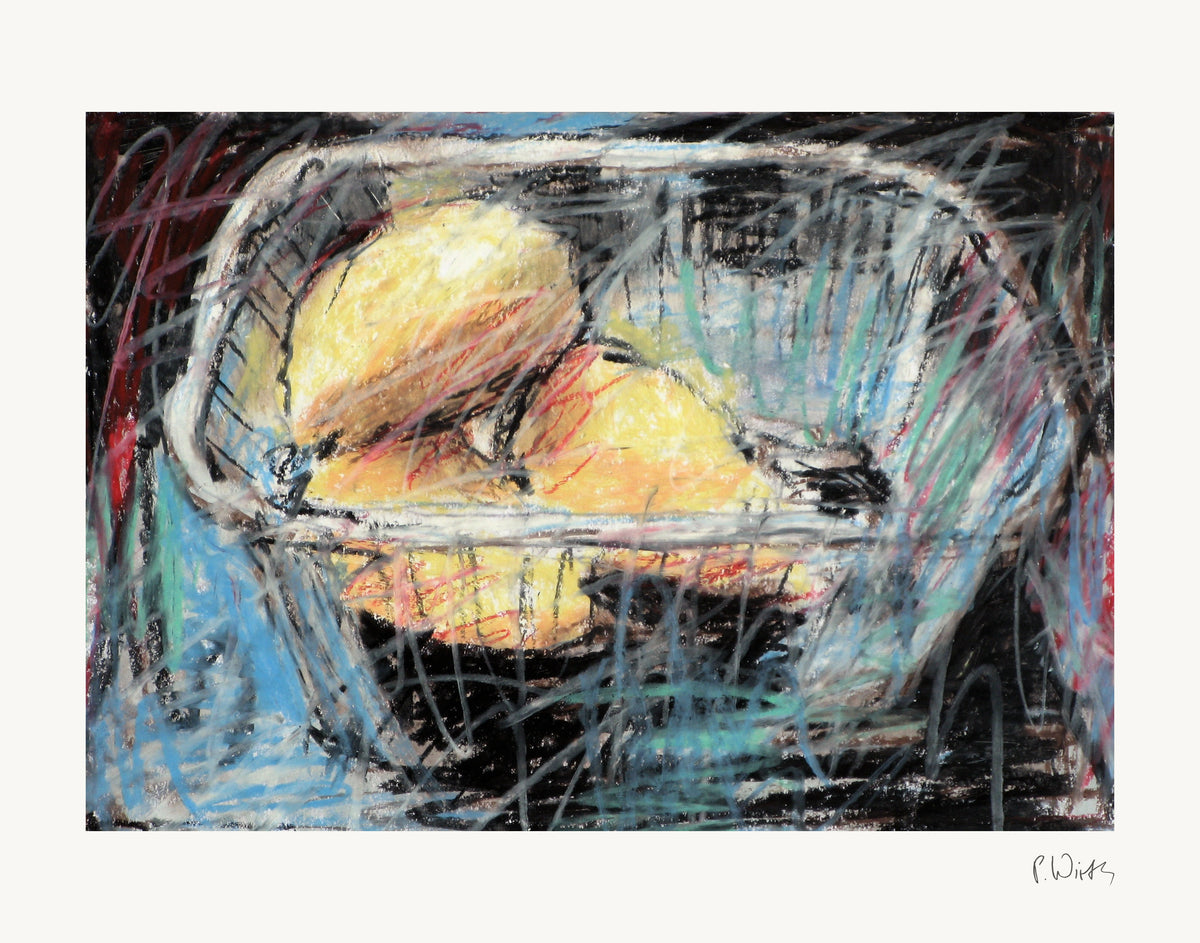 Fruit in a Wire Basket by Peter Wirth, the full sheet with its white margin and printed signature