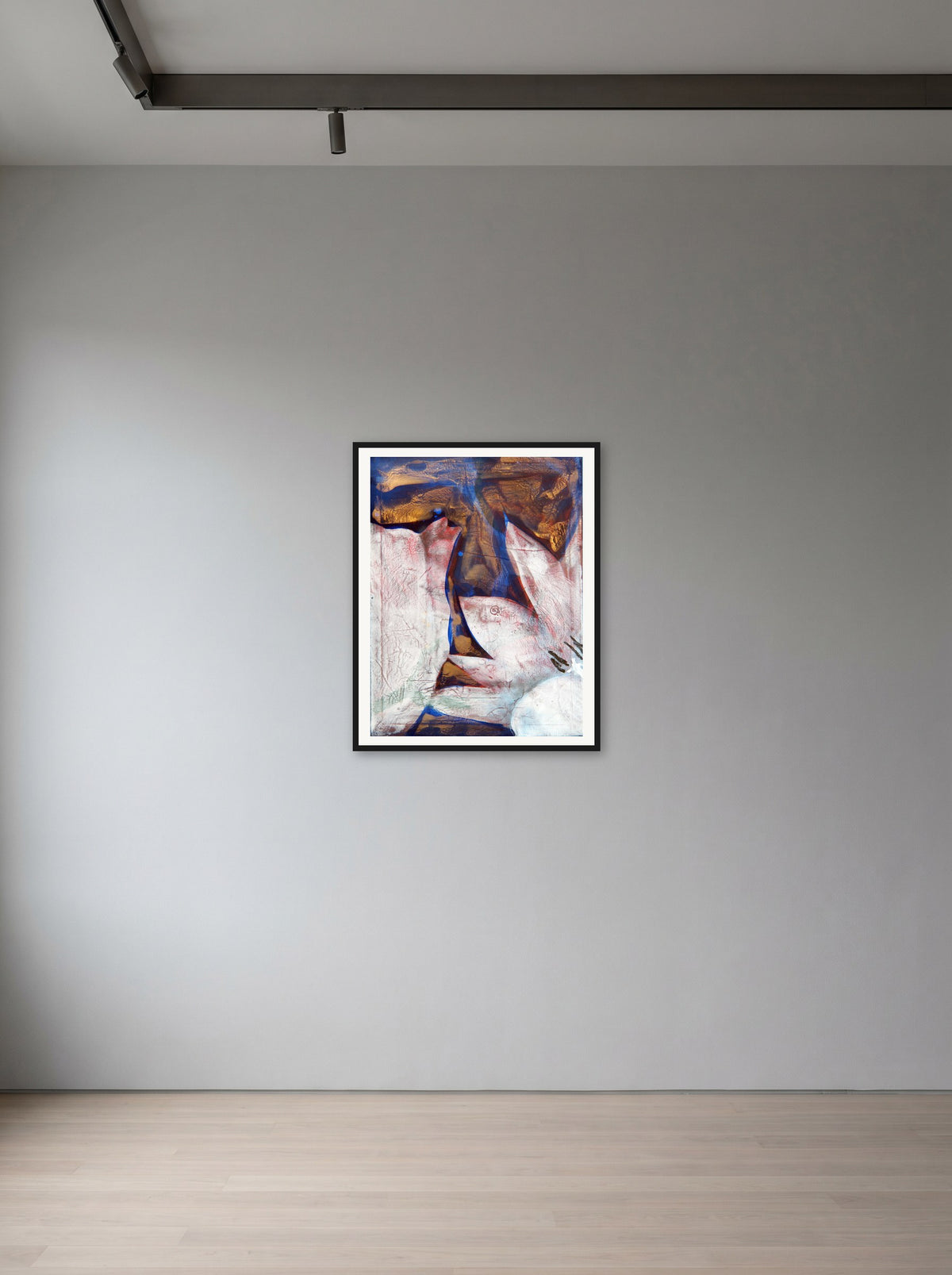Geometric and Organic Forms by Peter Wirth, framed in black wood, hanging on a wall