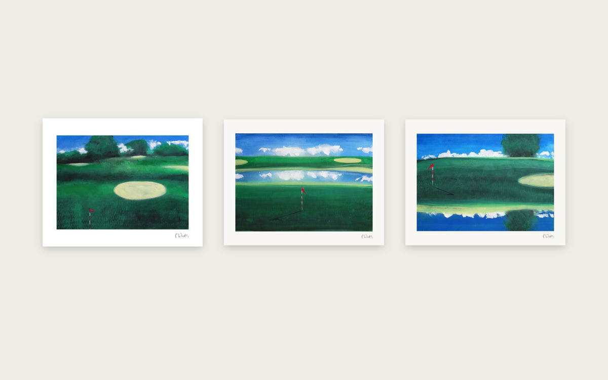 Golf II by Peter Wirth, a set of 3 prints shown side by side