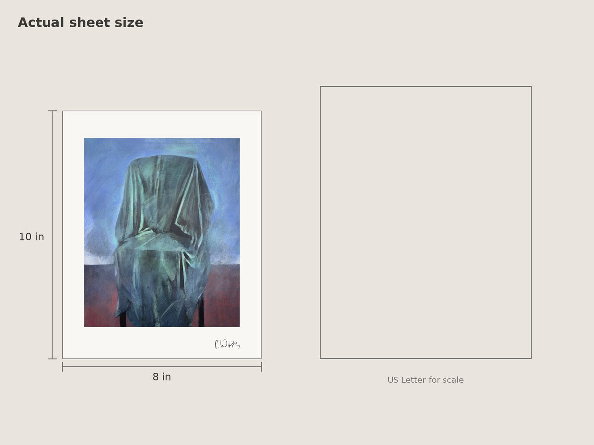 Grey-Green over the Chair Back by Peter Wirth, sheet size 8 × 10 in beside a US Letter sheet