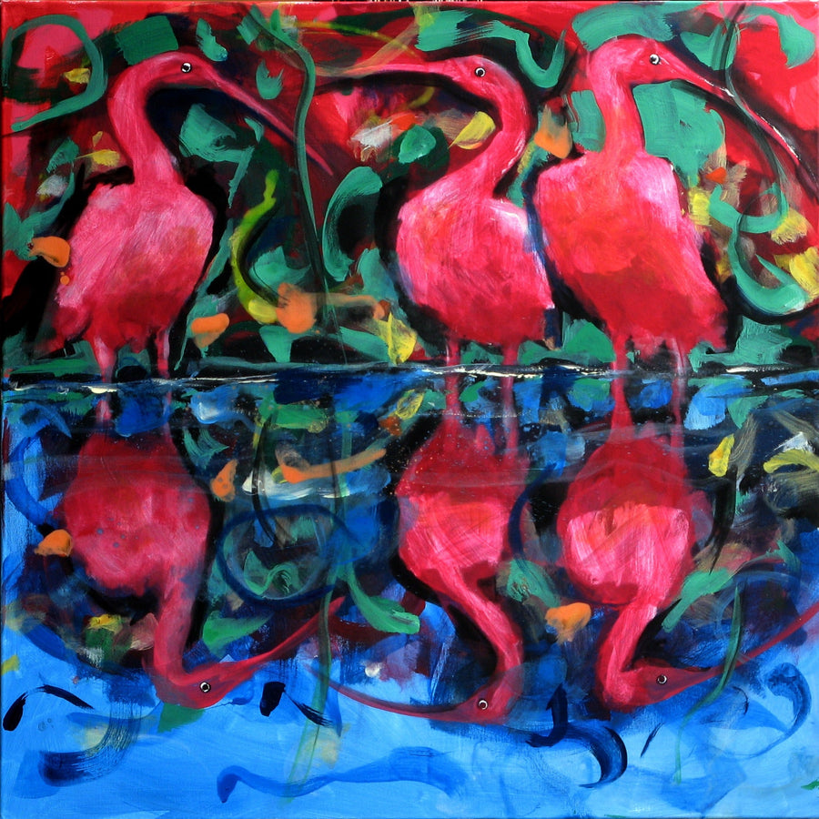 Ibises and Their Reflection