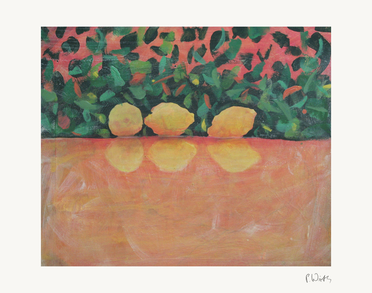 Lemons over Ochre by Peter Wirth, the full sheet with its white margin and printed signature