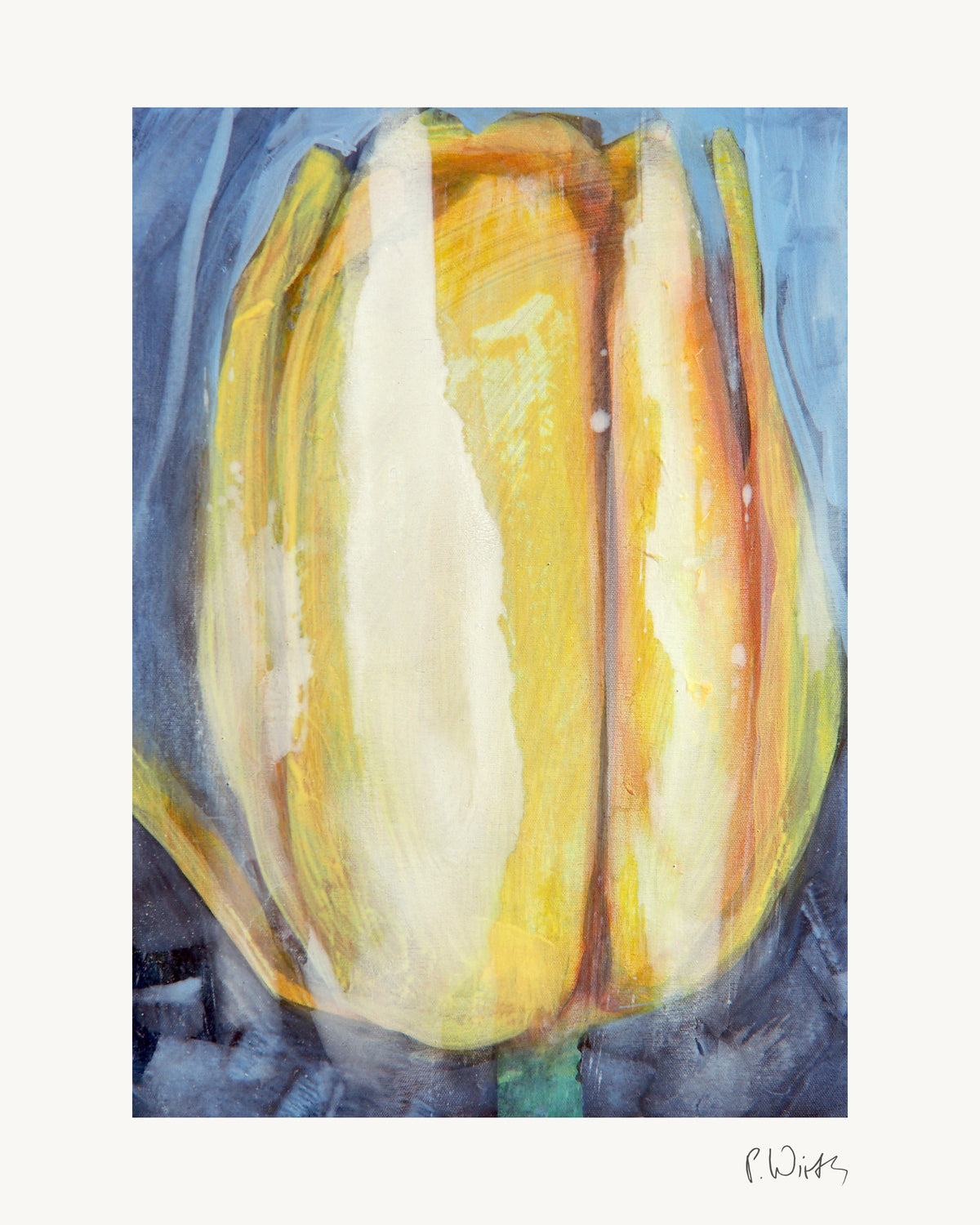 Tulip Blossom II by Peter Wirth, the full sheet with its white margin and printed signature