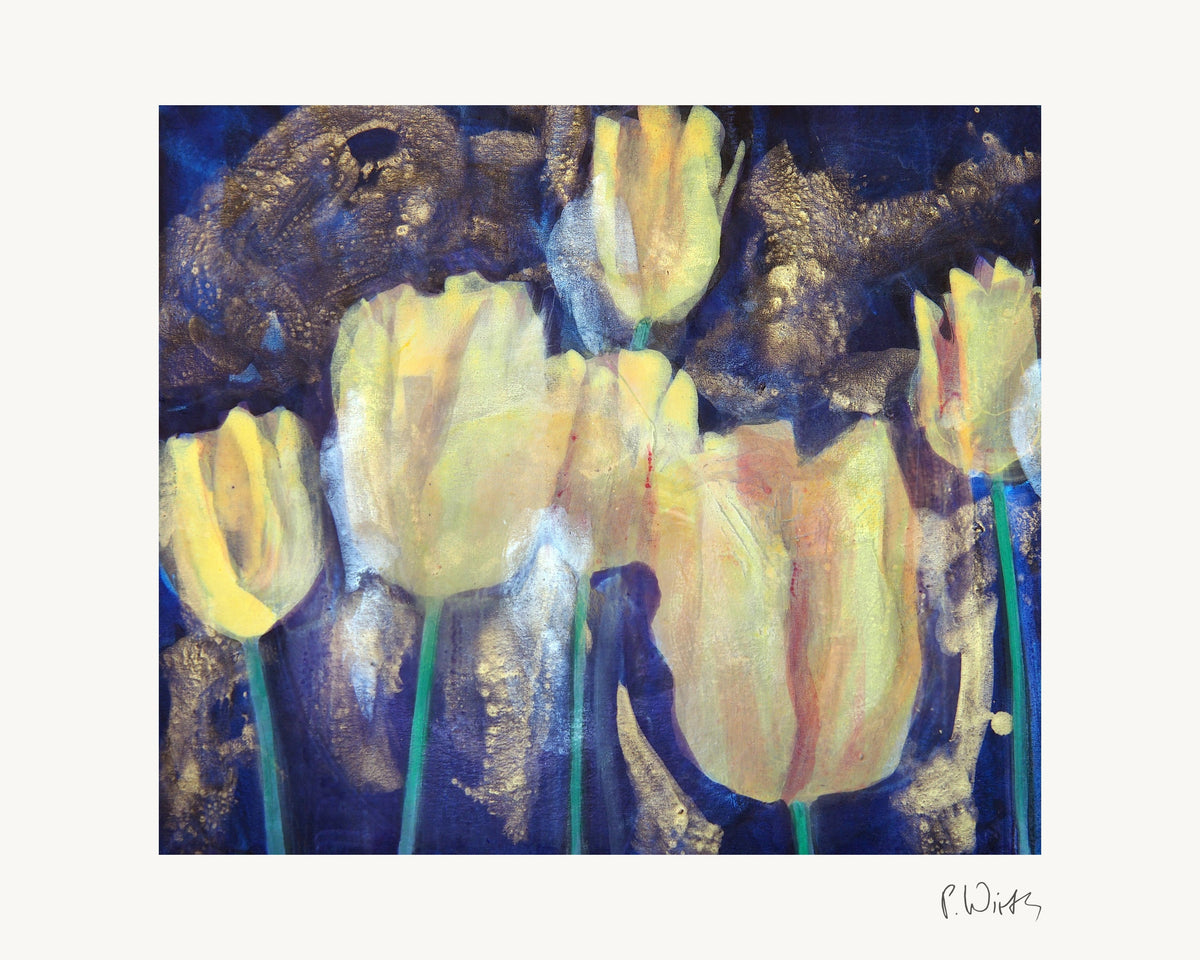 Tulpen VI von Peter Wirth, das ganze Blatt mit weißem Rand und gedruckter Signatur