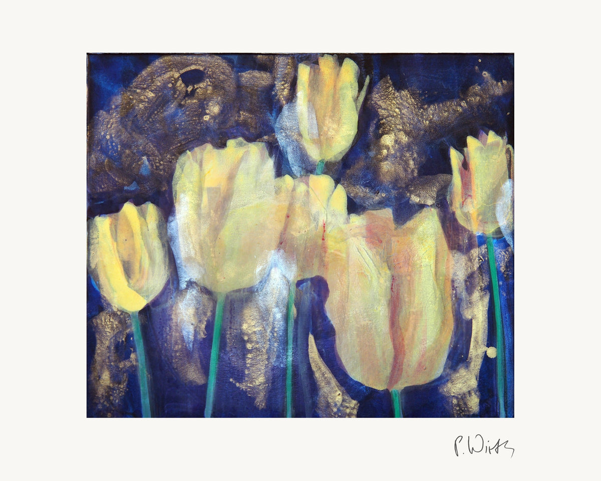 Tulpen VI von Peter Wirth, das ganze Blatt mit weißem Rand und gedruckter Signatur