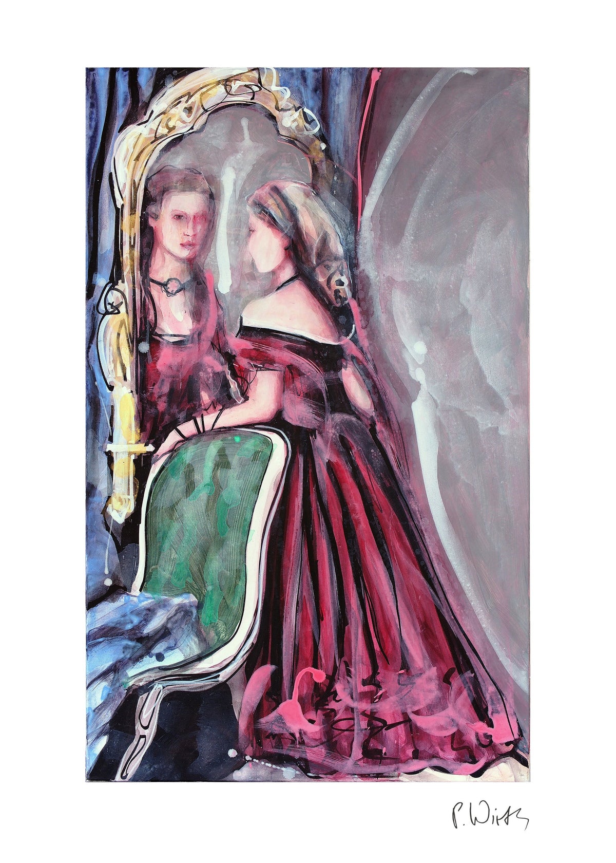Madame Korsakoff — Fine-Art-Druck nach Peter Wirth, Blatt mit weißem Rand und Signatur