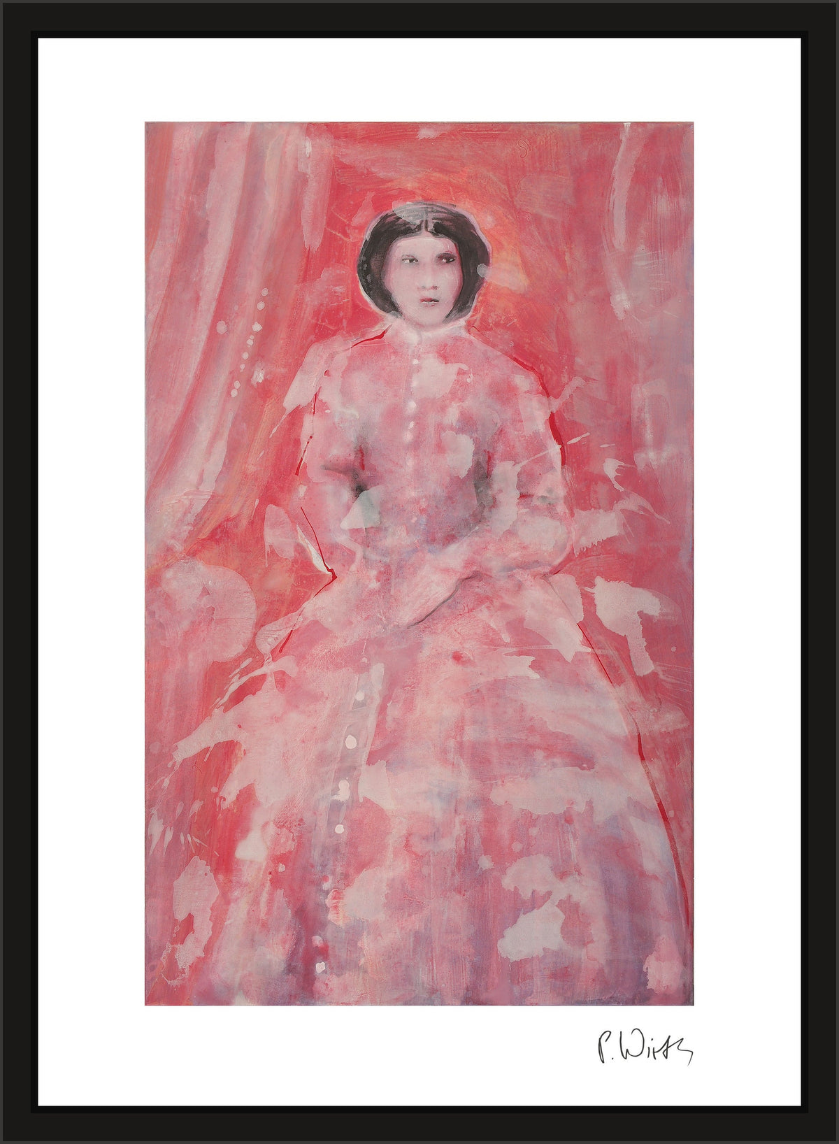 Marquise Hélène Pallavicini — gerahmt in schmalem schwarzem Holz mit Acrylglas, ohne Passepartout