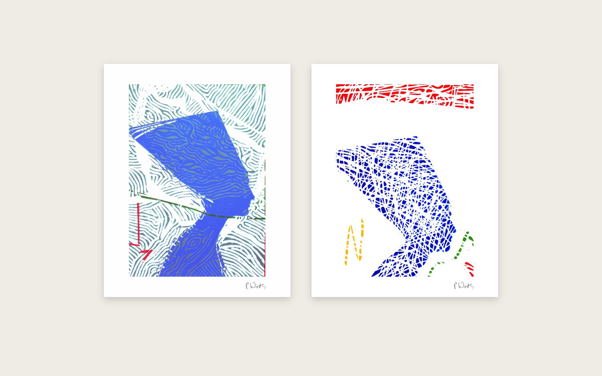 Nefertiti in Blue by Peter Wirth, a set of 2 prints shown side by side