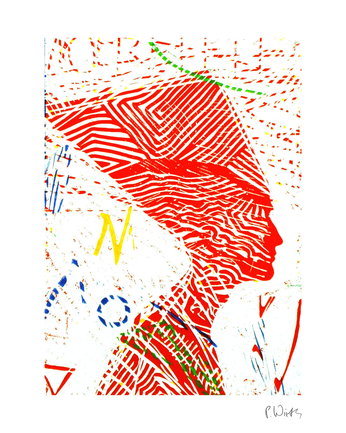 Nefertiti in Red by Peter Wirth, the whole sheet with white border and printed signature