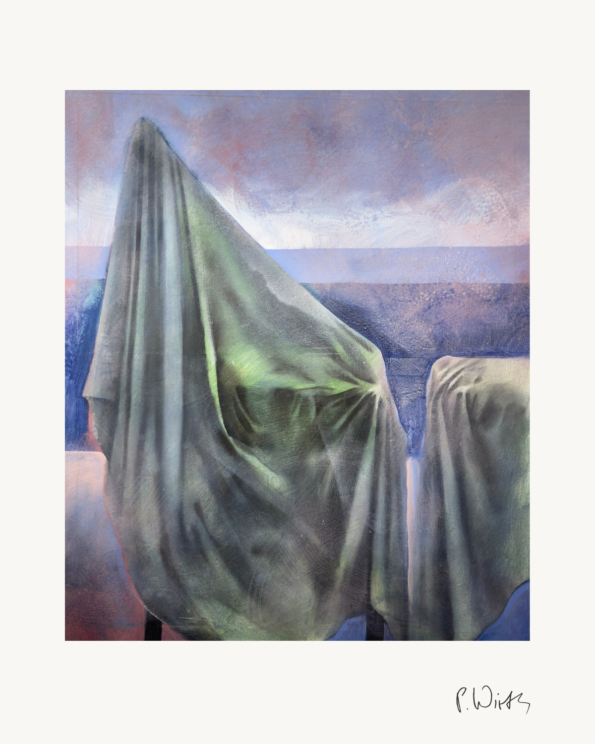 Olive Green on the Plain by Peter Wirth, the full sheet with its white margin and printed signature