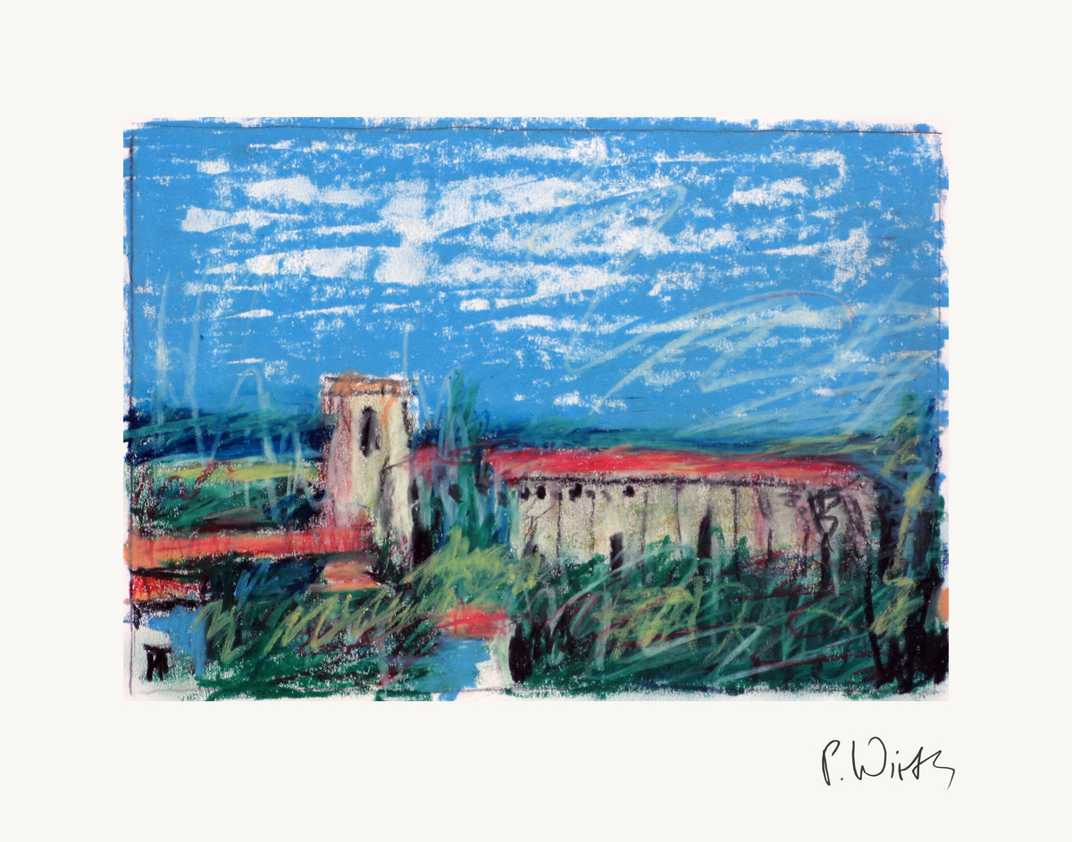 Southern Estate in Summer Light by Peter Wirth, the full sheet with its white margin and printed signature