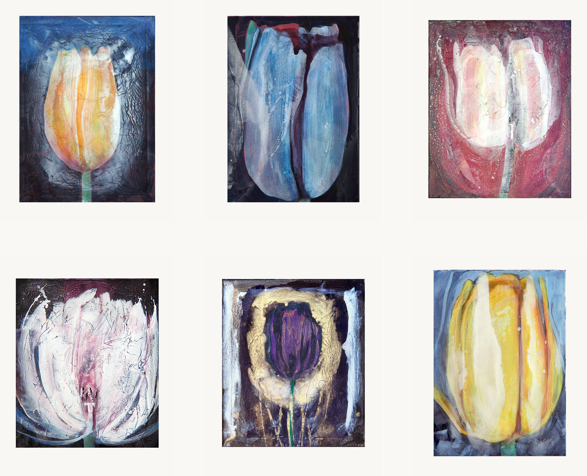 One Bloom · Six by Peter Wirth, six sheets hung as one wall