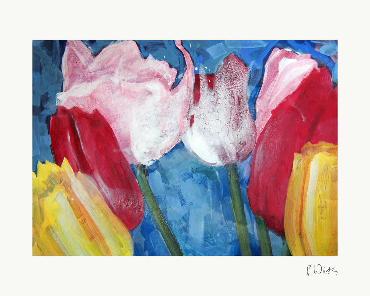 Tulip Blossoms by Peter Wirth, the full sheet with its white margin and printed signature