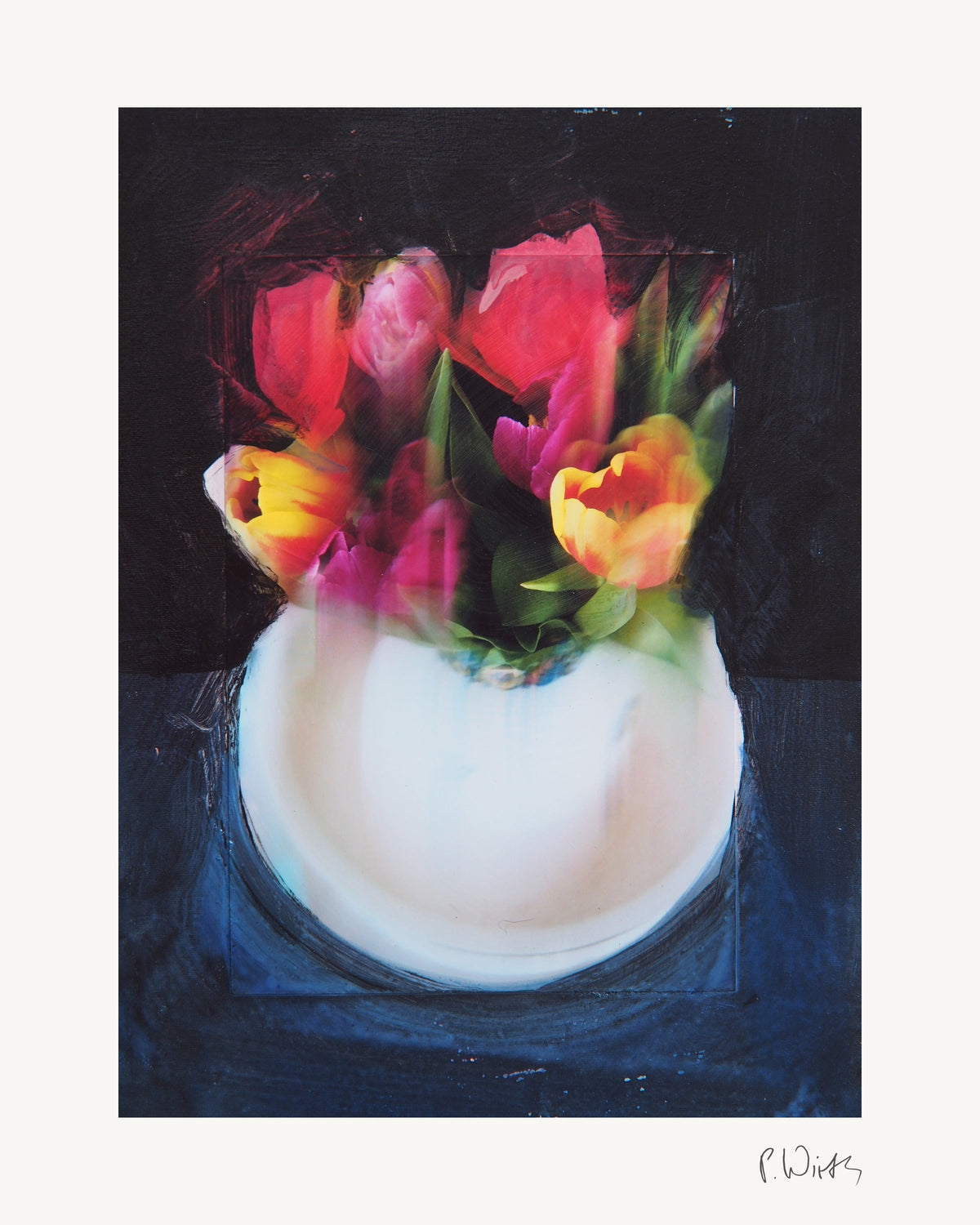 Tulpen IX von Peter Wirth, das ganze Blatt mit weißem Rand und gedruckter Signatur