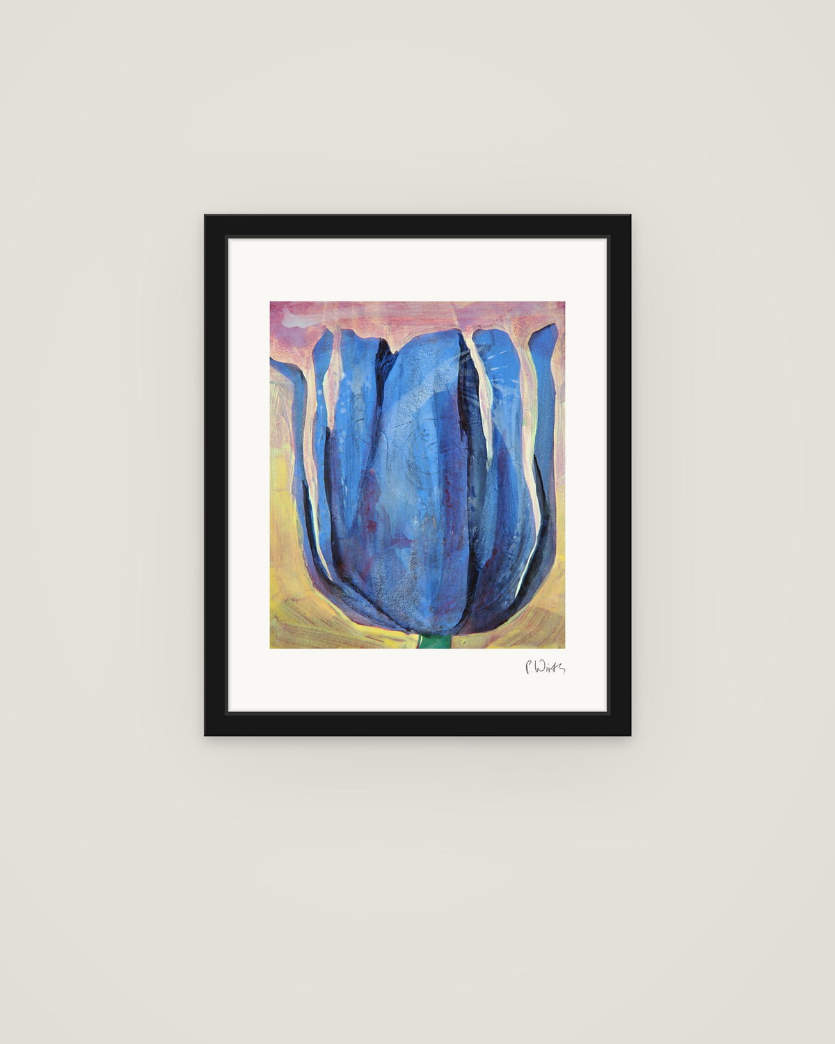 Tulpe III von Peter Wirth, im schmalen schwarzen Holzrahmen